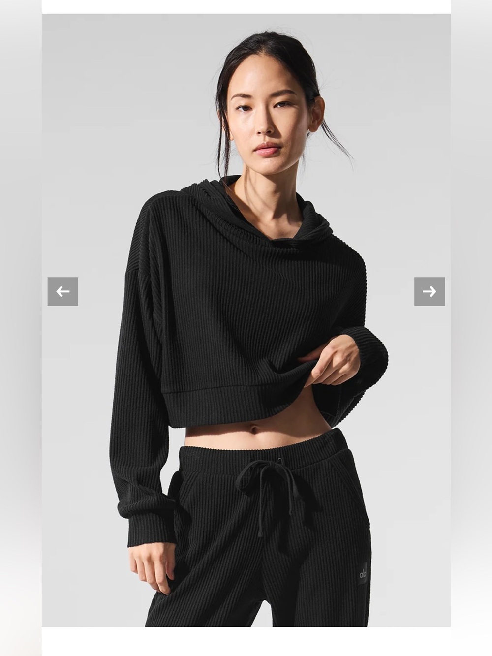 ALO YOGA MUSE SWEATSUIT SET OVERSIZD CROPPED HOODIE(L)&JOGGER PANTS(M) in BLACK